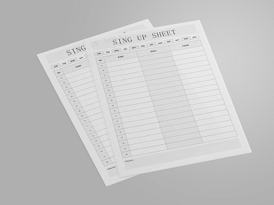 Sing Up Sheet.