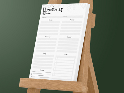 Prientable Workout Planner Sheet. list