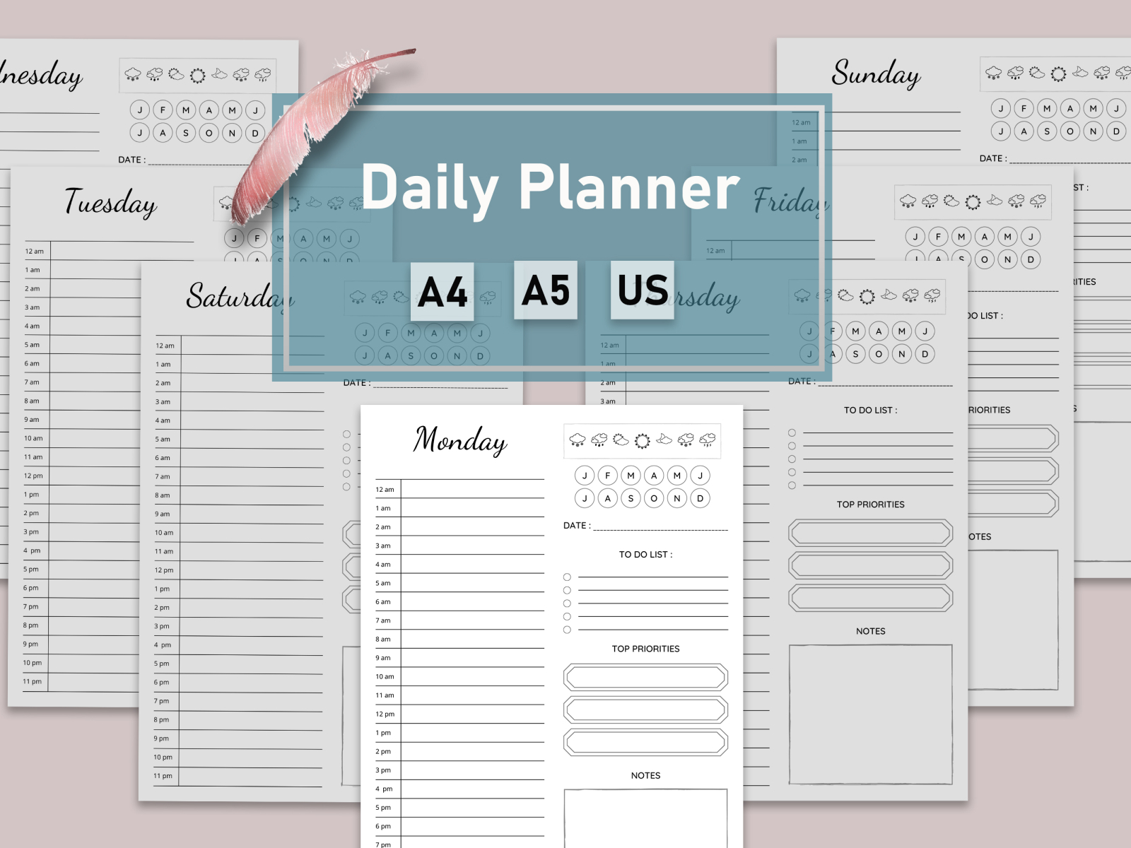 Daily Planner Sheet by Kiron Nondi on Dribbble