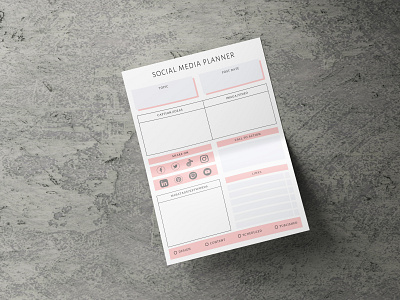 Social Media Planner Sheet reminder