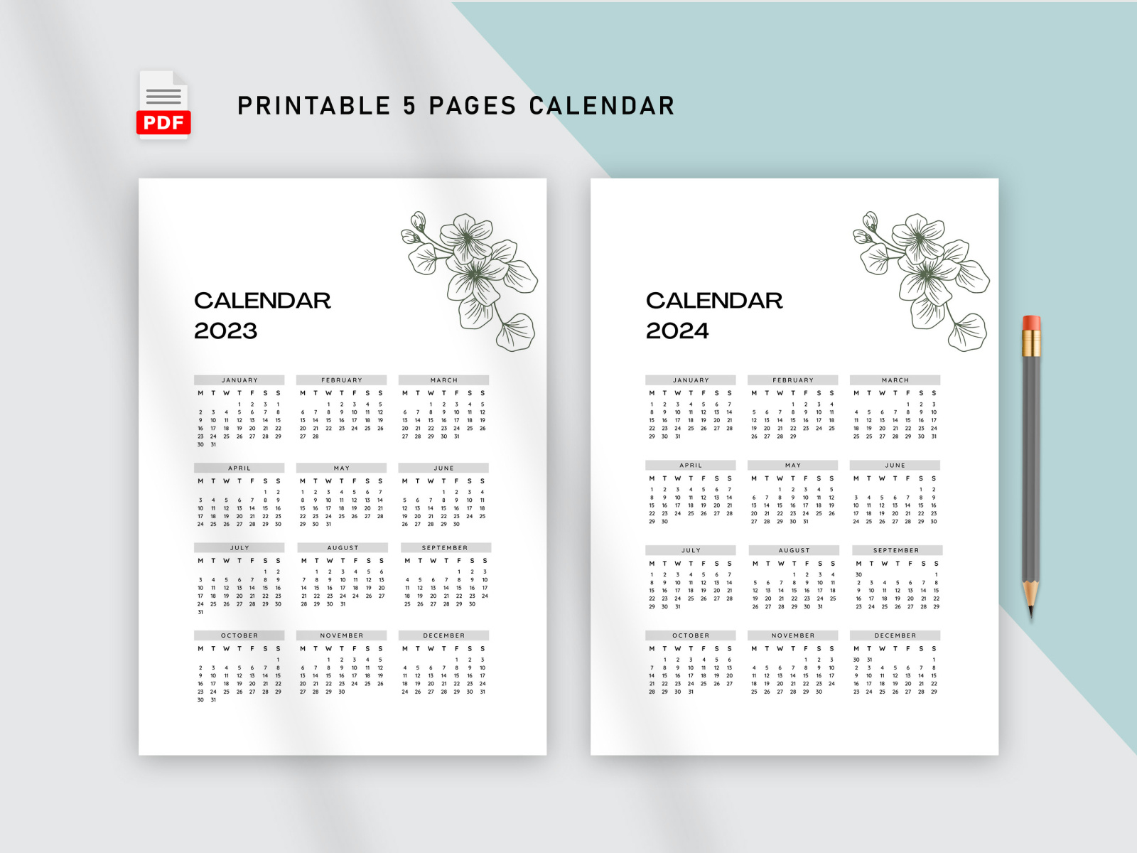 Printable Calendar Template by Kiron Nondi on Dribbble