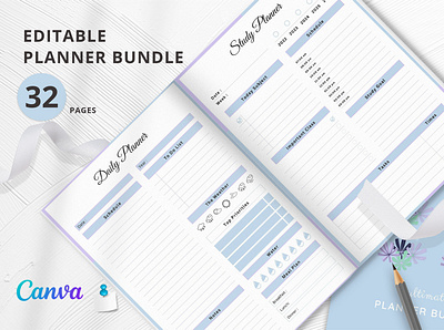 Editable Planner Bundle vol.20 canva canva planner design graphic design planner planner bundle planner design planner pages] planner sheet planner templates