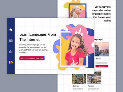 Online Language Learning Website UI/UX Design design figma homepage homepage design interface landing page practice ui ui design ui ux uiux user interface ux web web design web ui web ux website website design