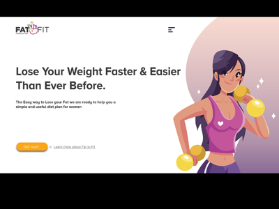 Fit 2 Fat weight lose illustration ui design web landing page
