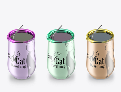 Product Design - Travel Mug Suri the Cat branding design graphic design illustration logo typography