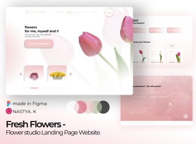 Fresh Flowers - Flower studio Landing Page Website app branding design figma flowers freelance graphic design illustration logo photoshop project ui ux web design