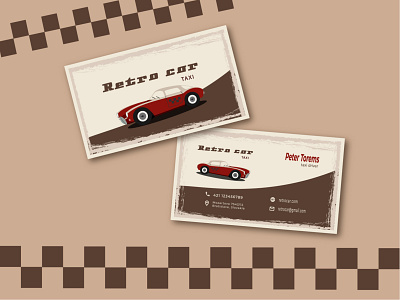 business card for taxi service in retro style banner branding business card design illustration logo retro style vector