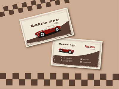 business card for taxi service in retro style