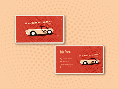 business card for taxi service banner branding business card design illustration logo retro style vector