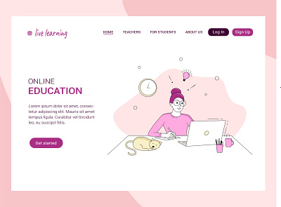 Online education banner branding business card design education illustration landing page logo online work vector