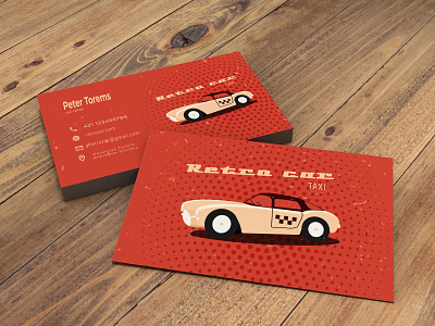 Business card for taxi service in retro style banner branding business card design graphic design illustration logo retro car retro style taxi servise typography vector