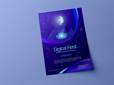 flyer for the festival of modern digital technologies banner branding business card design digital digital technology illustration isometric logo techno fest typography vector