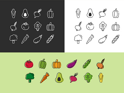 Healthy food line icons