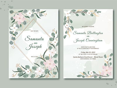 Rustic wedding invitation design, watercolor technique