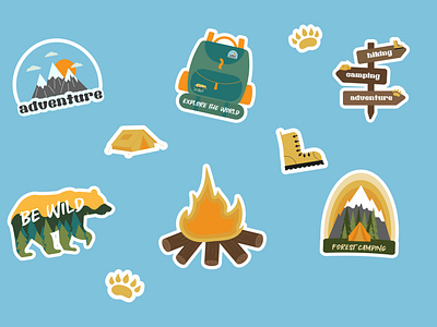 stickers with a hiking theme