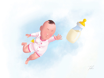 Baby baby conceptual digital digital illustration digitalart illustration milk bottle