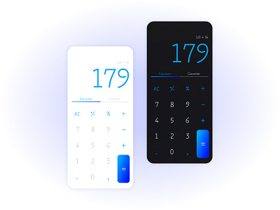 Calculator / #dailyUI 004 app blue calculator dailyui dailyuichallenge darkmode design graphic design lightmode ui