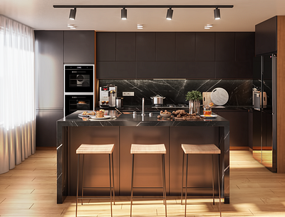 Black Kitchen Cabinets 3dmodeling 3drendering 3dsmax architect architecture cabinet cgartist graphic design kitchen photoshop rendering vray