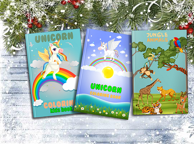 Jungle Animals And Unicorn Book Cover Design amazon kdp amazon kindle audio book book cover book design design graphic design illustrations illustrator paperback
