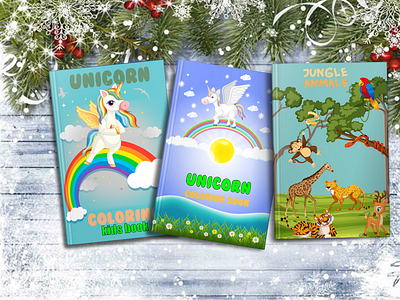 Jungle Animals And Unicorn Book Cover Design