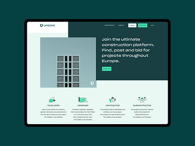 Homepage design for Upbore architecture construction homepage landing page webdesign