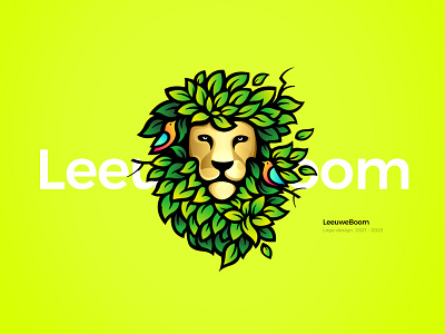 Nature with lion logo design animal branding design food graphic design green illustration leaf lion logo nature simple vector wild