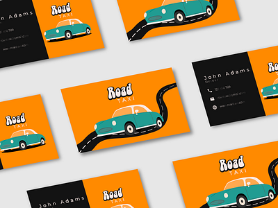 Road Taxi Business Card adobe illustrator branding busness card design graphic design illustration logo retro car taxi ui vector