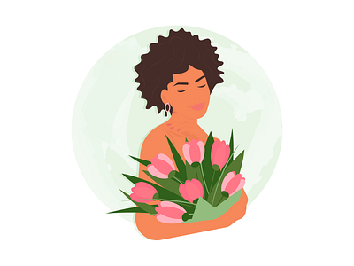 Curly girl with flowers adobe illustrator design graphic design illustration vector