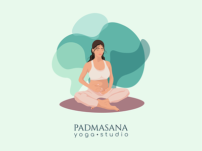 A pregnant girl does the pose "lotus" art background design digital girl graphic design illustration lotus poster pregnancy pregnant girl vector yoga