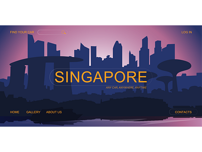 The page SINGAPORE for a car sharing site art background design digital graphic design illustration landing page singapore ui vector