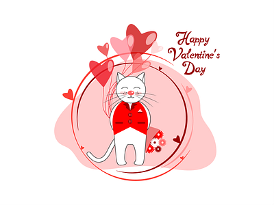 The white romantic cute cat art background cartoon cat design digital graphic design holiday illustration love lovely patterns pet pink prints romantic valentines day vector wrapping paper