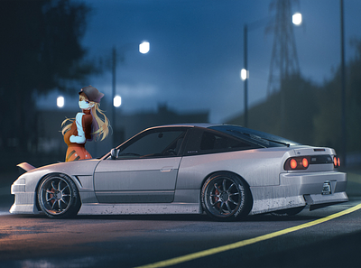 Asuka's old-new Eva anime anime edit anime girl anime in real life drift in real life nissan nissan 200zx photo edit photoshop photoshop edit