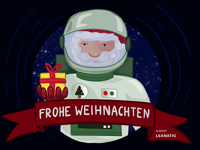 Space Santa astronaut christmas illustration