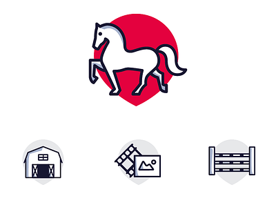 About Horses Icons barn horse horseback riding icon set line icon