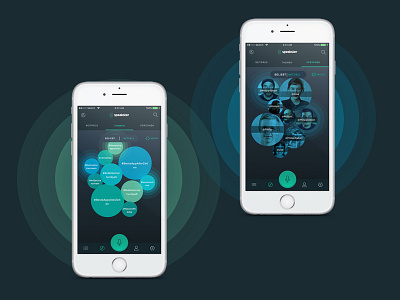 Speakster Discover app design bubbles community social network tags