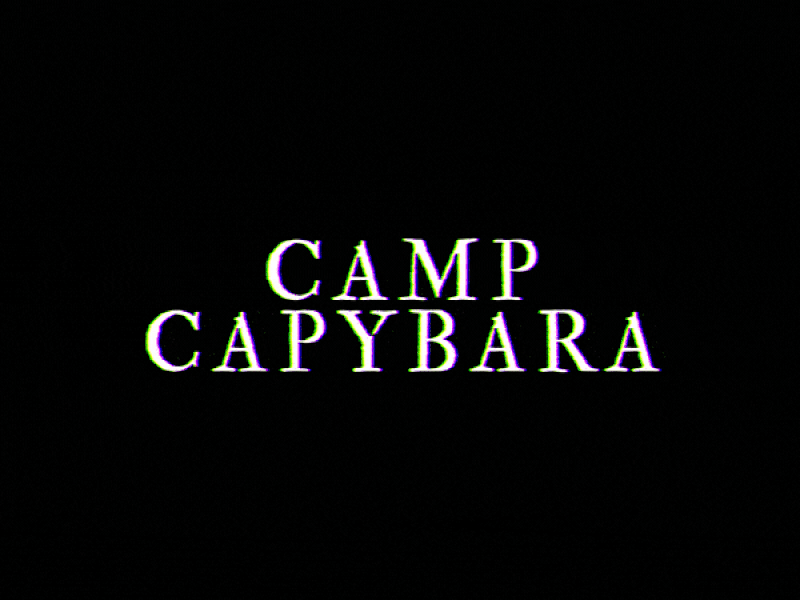 Camp Capybara II 70s 80s animation camp corporate retreat film grindhouse horror hr violation movie movie art movie card retreat retro throwback title title card vintage