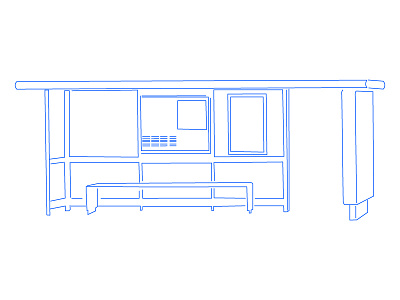 bus stop blue illustrated illustration illustrator paths pen tool