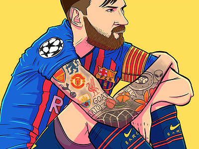 Lionel Messi barca editorial illustration football illustration messi portrait soccer ucl