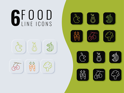 6 food line icons