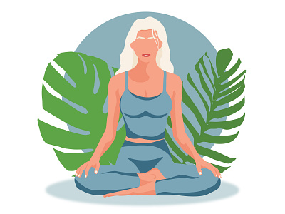 The girl is doing yoga. design draw to order faceless graphic design illustration