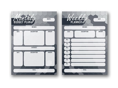 Monthly and weekly budget planners