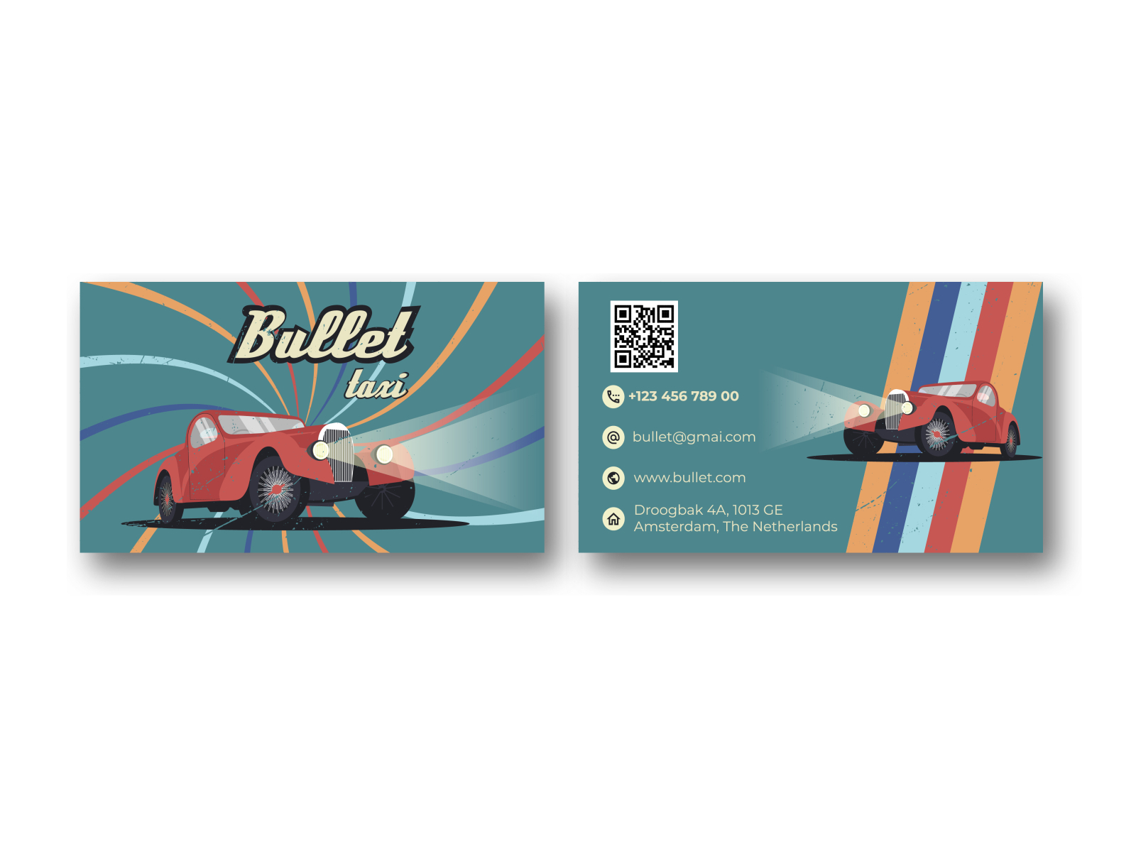 Retro style business card, retro car. by Andy Illustrator on Dribbble