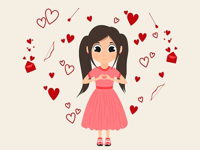 valentine's day girl design draw to order gift wrapping graphic design illustration vector illustration