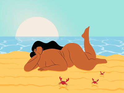 Nude girl. Flat style. draw to order graphic design illustration sea vector illustration