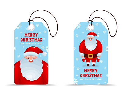 Christmas tags character creation christmas cute santa illustration new year santa character santa claus set tag vector