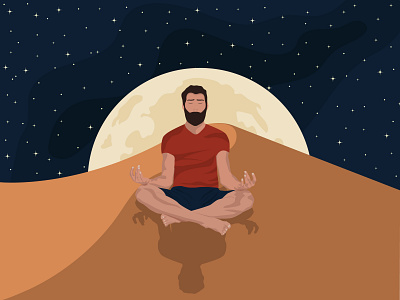 Faceless man illustration style. Man in the desert animation branding character design cold draw to order element faceless graphic design human illustration logo man meditation illustration moon motion graphics sand stars vector vector illustration