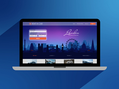 London silhouette background for a car rental website