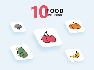 10 line icons health food