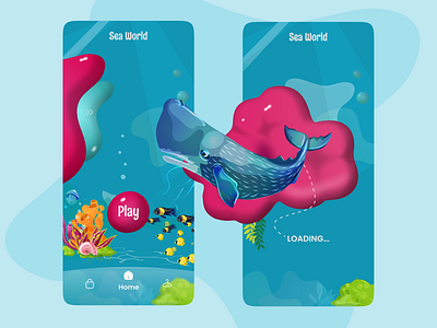 Sea World - Mobile App UI Concept app branding design game game design graphic design landing logo mobile app typography ui uidesigner ux