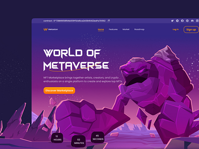 MetaStone - Landing page design blockchain branding card crypto dark mode graphic design home page illustration landing page metaverse nfts roadmap trend ui ui design uidesign ux vector web web design